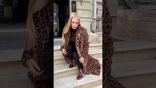 fur jacket long lepard print fur [upl. by Hterrag]