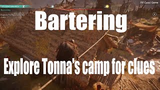 Assassin’s Creed Valhalla Bartering  Explore Tonnas camp for clues [upl. by Nehgaem317]