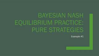 Bayesian Nash Equilibrium Practice Pure Strategies Example 1 [upl. by Schoenberg]