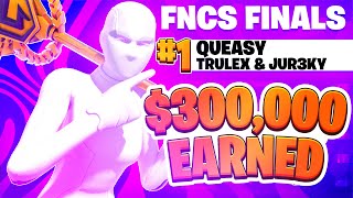 1ST PLACE FNCS GRAND FINALS 🏆 300000 w Subtitles amp Reaction  Queasy [upl. by Baoj]