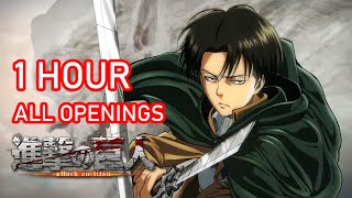 1 HOUR Shingeki no Kyojin All Openings 16  Season 1 to Season 4 [upl. by Tonya]