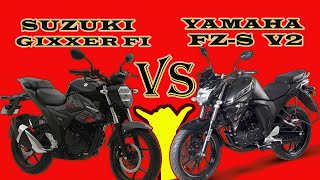 Yamaha FZS V2 VS New Suzuki Gixxer fi abs Comparison amp User Review  Which is best for you [upl. by Airahs766]