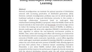 A Cloud Edge Collaboration Solution for Distribution Network Reconfiguration Using Multi Agent Deep [upl. by Justinian682]