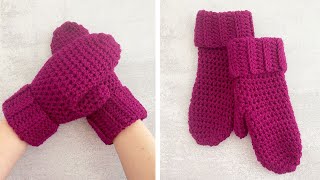 HOW TO CROCHET MITTENS FOR BEGINNERS  Crochet Boysenberry Mittens Tutorial [upl. by Ojiram]