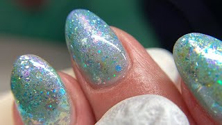 Client Set  Short OVAL Acrylic Nails Design 💜 Teal Glitter nails [upl. by Aven]