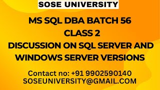 Sql DBA Batch 56 Class 2 Discussion on Sql Server and Windows Server Versions  Call 91 9902590140 [upl. by Erodoeht]