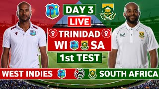 West Indies vs South Africa 1st Test Live Scores  WI vs SA 1st Test Day 3 Live Scores amp Commentary [upl. by Aicella]