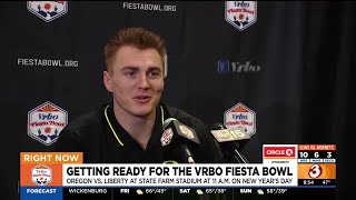 Oregon QB Bo Nix speaks with Arizonas Family ahead of Fiesta Bowl [upl. by Ehcnalb389]