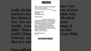 A letter to your friend condoling the death of hisher mother youtubeshorts latter viralshorts [upl. by Dnomra]