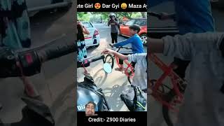 Cute Girl 😍 Dar Gyi  Maza Aya  Super Bike  Girl Reaction z900diaries shorts [upl. by Aydni455]