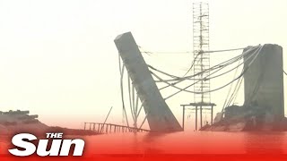 Huge suspension bridge collapses for a SECOND time in a year in eastern India [upl. by Daisi]