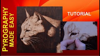 Wood Burning  BOBCAT  pyrography tutorial [upl. by Saleme]