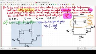 Closed Loop Voltage Gain in a CMOS Differential Amplifier Gate 2024 EC [upl. by Nnylirret]