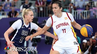 USA 3x3 womens team falls to Spain in overtime of semifinal  Paris Olympics  NBC Sports [upl. by Nylhsa]