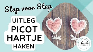 Haakpatroon Picot Hartje  Hartje Haken  Haakinformatienl [upl. by Angel]