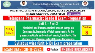 Telangana Pharmacist GradeII exam Preparation II Unit 4  part 2 II Unit 110 exam preparation [upl. by Artkele514]