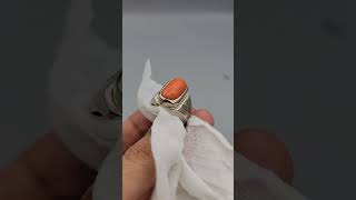 Natural CoralMarjan  Origin Italy Silver Ring coral gemstones gemstones coraljewerly gems [upl. by Eanwahs448]