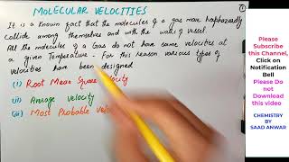 Molecular VelocitiesRoot Mean Square VelocityDerivationMaxwell Distribution LawUrduHindiSaad [upl. by Mosley932]