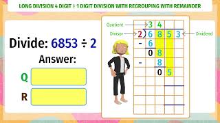 Learn Long Division 4Digit ÷ 1Digit  Grade 3 Conceptual Maths  Animated Tutorial [upl. by Ahset]