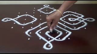 11 DOTS KOLAM  KAMBI CHIKKU KOLAM  SIMPLE KOLAM [upl. by Enelrak294]