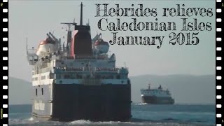 MV Hebrides arrives to relieve MV Caledonian Isles at Ardrossan 3115 [upl. by Ecirtal193]