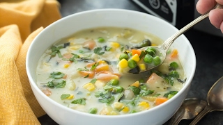 Slow Cooker Creamy Vegetable Soup Recipe [upl. by Kalagher]