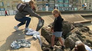 Wimereux  des collégiens de la région parisienne nettoient la plage [upl. by Sirmons]