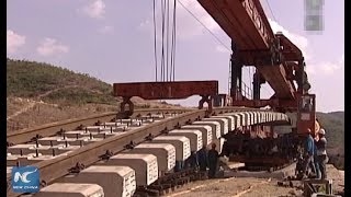 Foundation of major bridge along ChinaLaos railway completed [upl. by Tnomed]