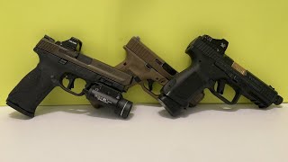 Glock 19X vs Canik TP9 Elite Combat vs MampP 20  StrikerFired Pistol Shootout [upl. by Meekyh998]