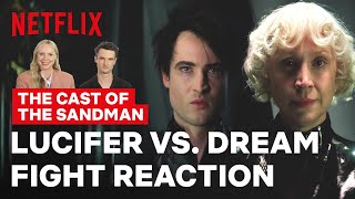 The Sandmans Tom Sturridge amp Gwendoline Christie React to Dream vs Lucifer Fight  Netflix [upl. by Consalve]