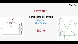 Exercice 9  le thyristor Redressement contrôlé monophasé simple alternance [upl. by Ardni]