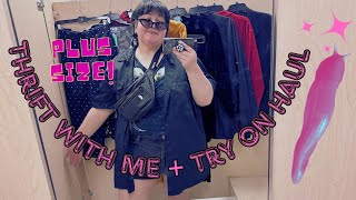 THRIFT WITH ME  Amvets for plus size vintage  fitting room try on haul [upl. by Ahsimac]