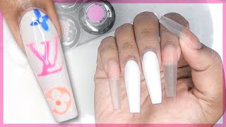 Acrylic Nails Tutorial  Louis Vuitton Nail Art Nail Tutorial  How To Acrylic Nails with Nail Forms [upl. by Willy]