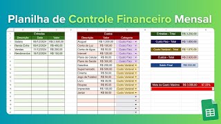 Como Criar uma Planilha para Organização e Controle Financeiro Mensal no Planilhas Google [upl. by Boesch582]