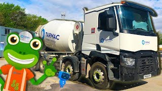 Concrete Mixer Trucks For Kids  Geckos Real Vehicles  Construction Trucks For Children [upl. by Rases586]