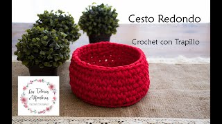 Tutorial cesto redondo  Crochet con totora trapillo  Las Totoras Alfombras [upl. by Hough90]