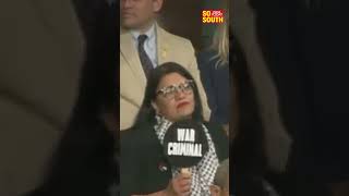 Rashida Tlaib Holding War Criminal placard in the House as Netanyahu Speaks  SoSouth [upl. by Selry]