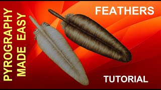 Wood Burning for beginners  simple FEATHERS  pyrography tutorial [upl. by Inneg]