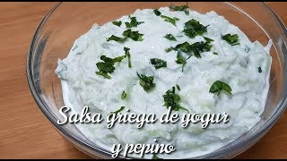 SALSA GRIEGA de YOGUR y PEPINO  Receta salsa Tzatziki [upl. by Cadman]