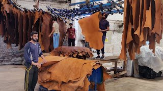 Wonderful Making Process of Pure Leather from Salted Cow Hides  How Skin Leather Made [upl. by Bradwell322]