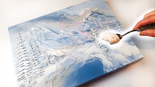 TEXTURED  POURED Mountain Landscape  PAINTING with a Hairdryer EASY IDEA AB Creative Tutorial [upl. by Enajharas]