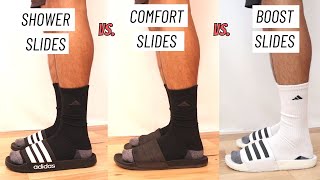 ULTIMATE Adidas Slides Guide  Which Is Best Adilette Shower vs Comfort vs Boost Slides [upl. by Yentiw]