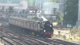 Steam Train 34046 Braunton  1st Mainline Excursion in Preservation  Dorset Coast Express 14813 [upl. by Aiuqal]