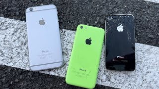 iPhone 4 VS 5C VS 6 Drop Test [upl. by Adniles]