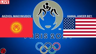 2024 PARIS OLYMPICS Kyrgyzstan AKZHOL MAKHMUDOV vs USA KAMAL AMEER BEY MENS WRESLING LIVE GAME CAST [upl. by Machutte]