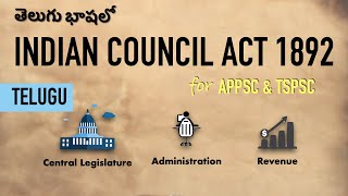 తెలుగు  Indian Council Act 1892 in Telugu  Modern History for APPSC amp TSPSC [upl. by Annaeirb]