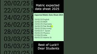 Matric Date sheet 2025 LEAKED 10th date sheet  class 10 datesheet [upl. by Salahi]