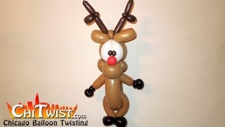 Cute Rudolph Reindeer Christmas Balloon  ChiTwist Chicago Balloon Twisting [upl. by Cr365]