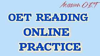 READING PART  ONLINE SESSION  oet [upl. by Yrokcaz]