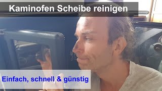 Kaminofen Scheibe einfach reinigen  Kaminscheibe mit Asche sauber machen  Verwendung von Holzasche [upl. by Blus]